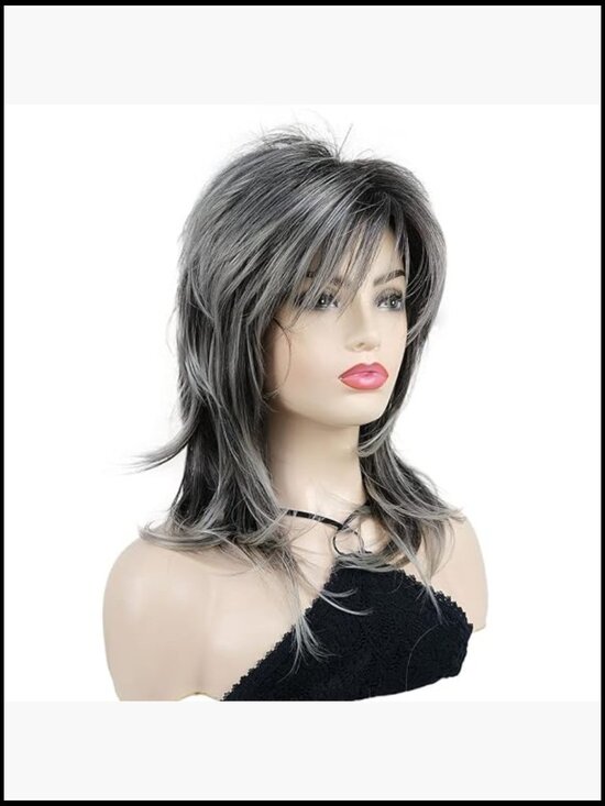 Shaggy Layered Wig with Bangs, Shoulder Length Natural Straight Shags, Soft